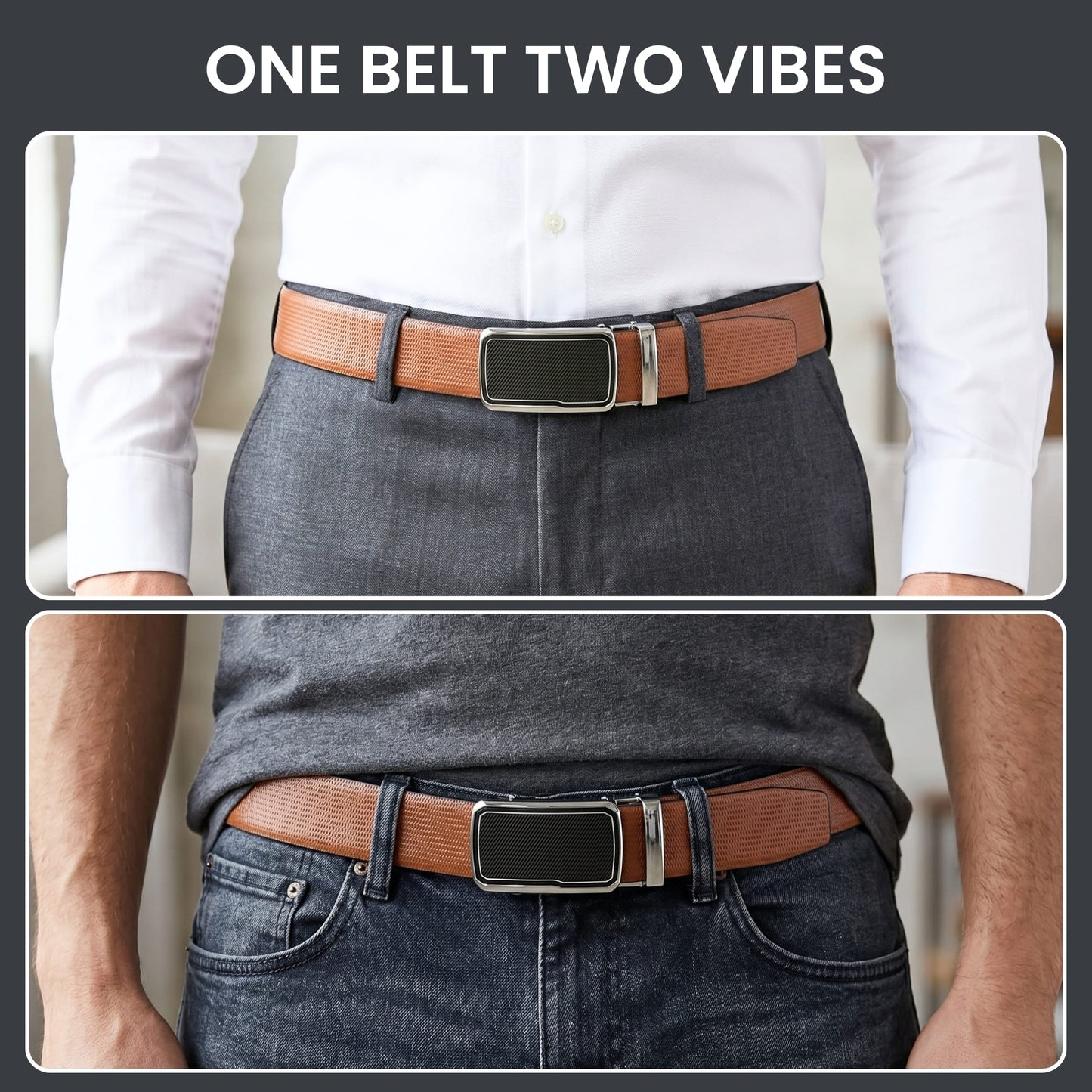 THE MEN THING Leather Belts Mens Genuine Leather Belt | 2 in 1 Reversible (Brown & Black) (1 Pc.) - SIGNORA