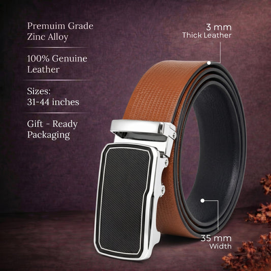 THE MEN THING Leather Belts Mens Genuine Leather Belt | 2 in 1 Reversible (Brown & Black) (1 Pc.) - SIGNORA