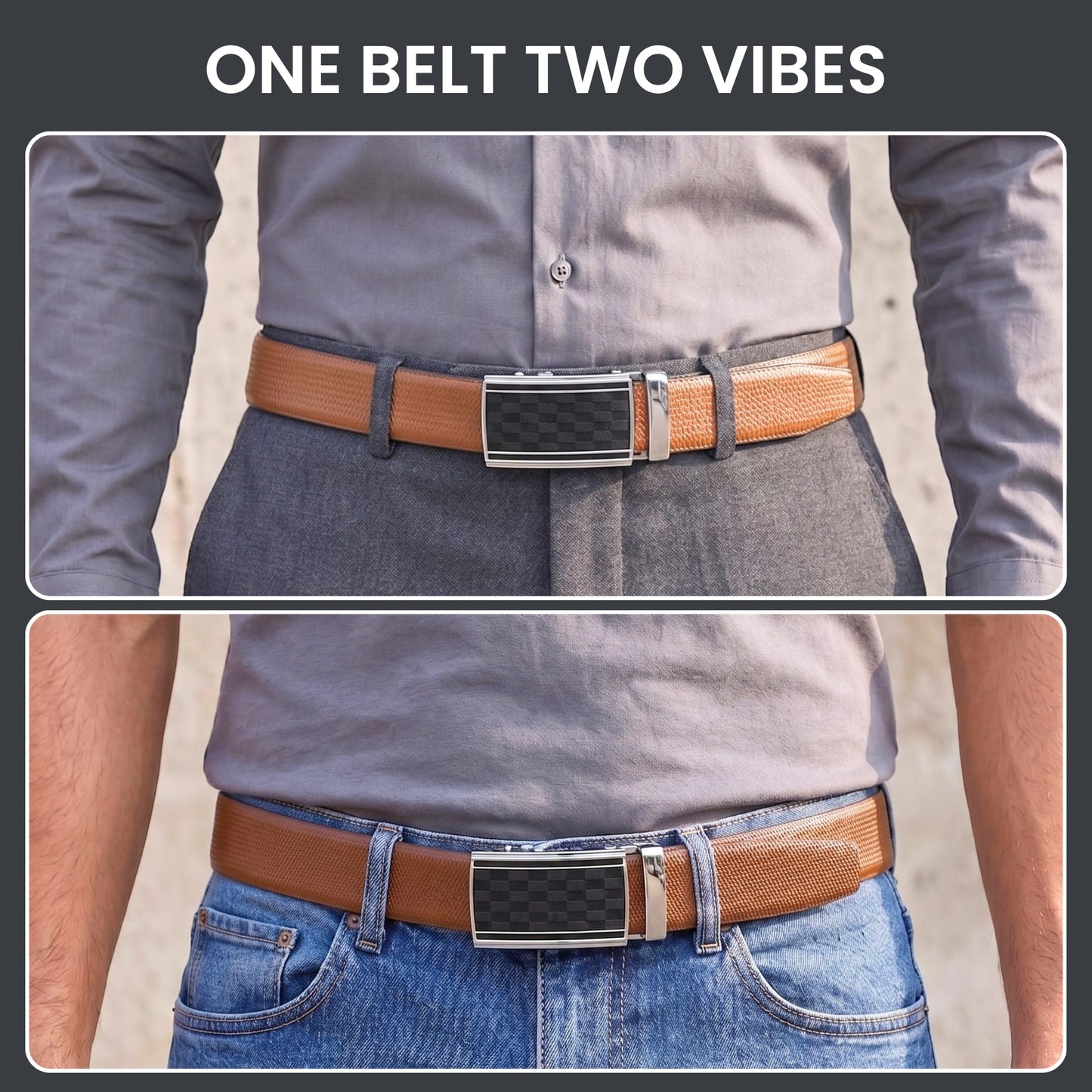 THE MEN THING Leather Belts Mens Genuine Leather Belt | 2 in 1 Reversible (Brown & Black) (1 Pc.) - SIGNORA-ARKON