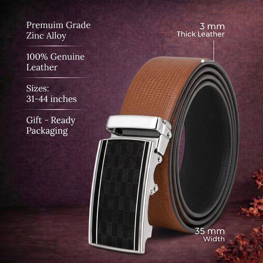 THE MEN THING Leather Belts Mens Genuine Leather Belt | 2 in 1 Reversible (Brown & Black) (1 Pc.) - SIGNORA-ARKON