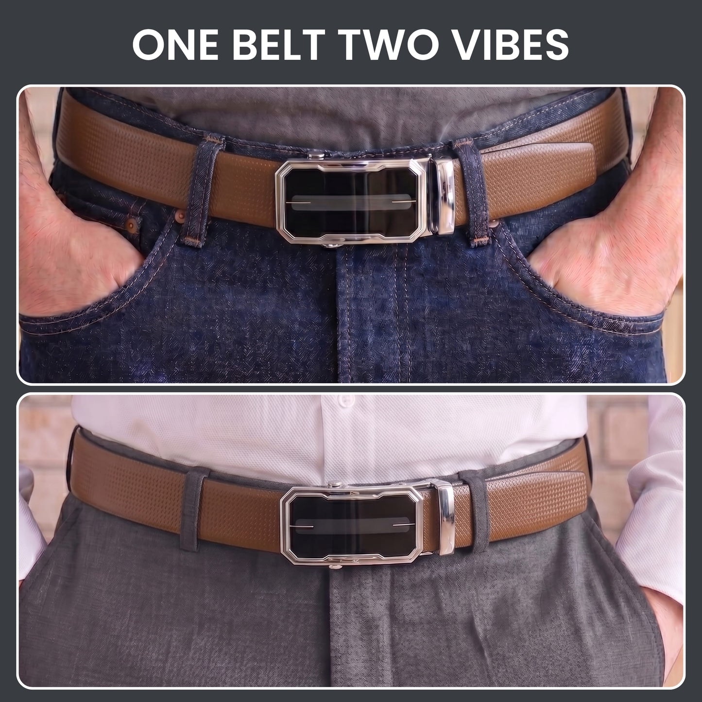 THE MEN THING Leather Belts Mens Genuine Leather Belt | 2 in 1 Reversible (Brown & Black) (1 Pc.) - SIGNORA - AVENZO