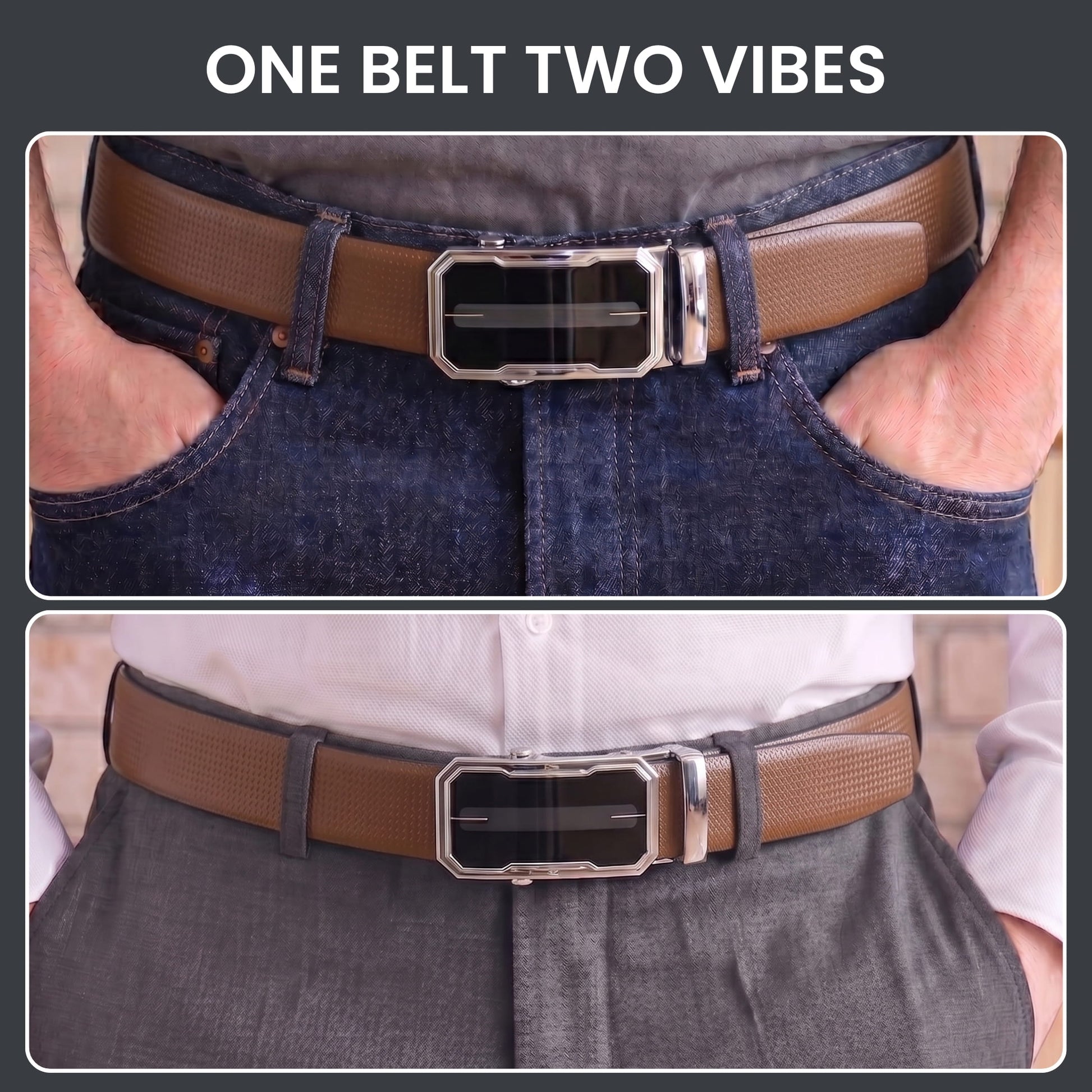 THE MEN THING Leather Belts Mens Genuine Leather Belt | 2 in 1 Reversible (Brown & Black) (1 Pc.) - SIGNORA - AVENZO