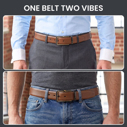 THE MEN THING Leather Belts Mens Genuine Leather Belt | 2 in 1 Reversible (Brown & Black) (1 Pc.) - SIGNORA -BRAVIX
