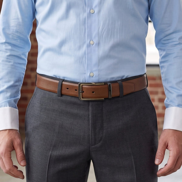 Mens Genuine Leather Belt | 2 in 1 Reversible (Brown & Black) (1 Pc.) - SIGNORA -BRAVIX