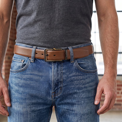THE MEN THING Leather Belts Mens Genuine Leather Belt | 2 in 1 Reversible (Brown & Black) (1 Pc.) - SIGNORA -BRAVIX