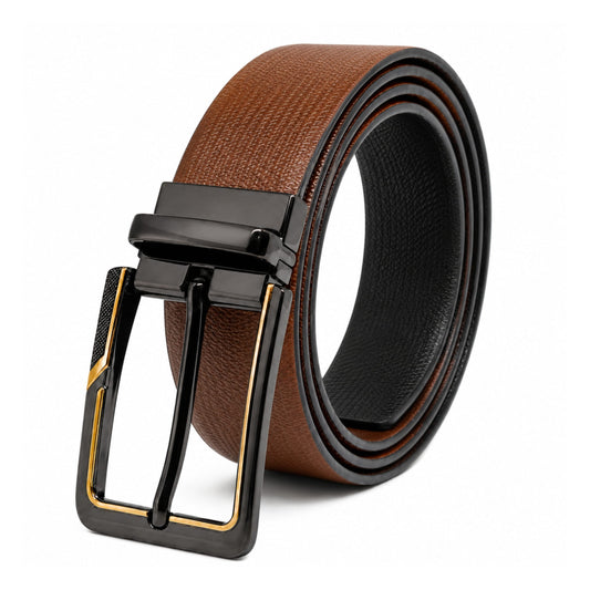 THE MEN THING Leather Belts Mens Genuine Leather Belt | 2 in 1 Reversible (Brown & Black) (1 Pc.) - SIGNORA -BRAVIX