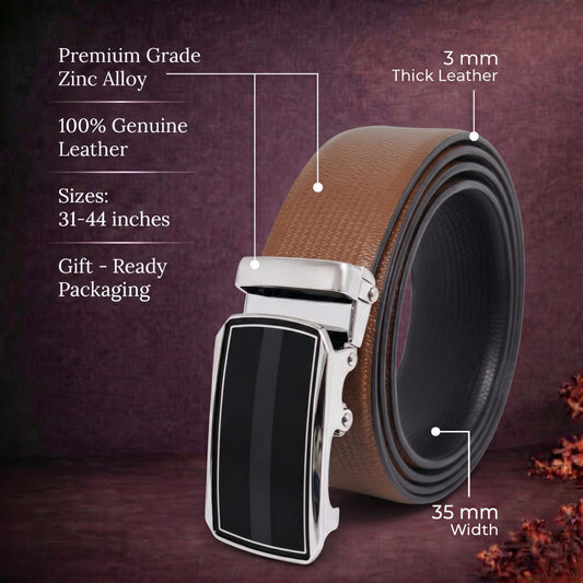 THE MEN THING Leather Belts Mens Genuine Leather Belt | 2 in 1 Reversible (Brown & Black) (1 Pc.) - SIGNORA - KLYNT