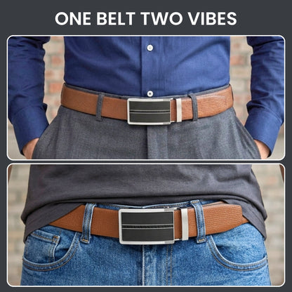 THE MEN THING Leather Belts Mens Genuine Leather Belt | 2 in 1 Reversible (Brown & Black) (1 Pc.) - SIGNORA - KRONIQ