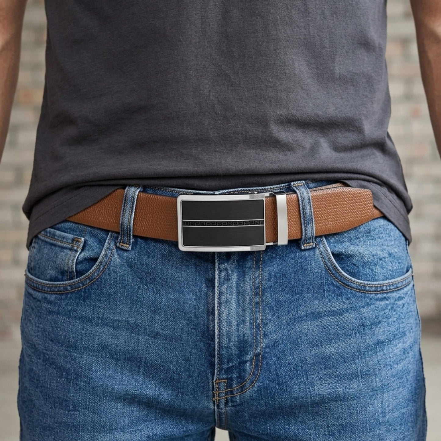 THE MEN THING Leather Belts Mens Genuine Leather Belt | 2 in 1 Reversible (Brown & Black) (1 Pc.) - SIGNORA - KRONIQ
