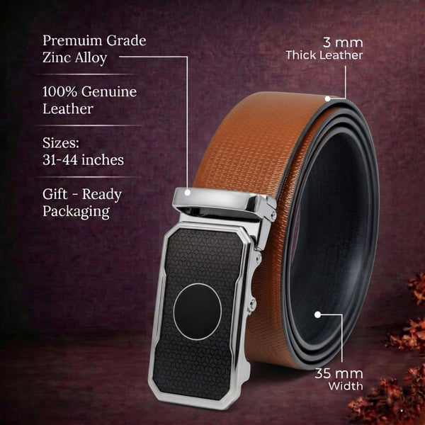 Mens Genuine Leather Belt | 2 in 1 Reversible (Brown & Black) (1 Pc.) - SIGNORA - MONTREX