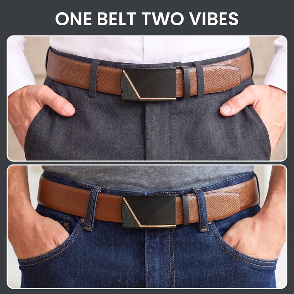 Mens Genuine Leather Belt | 2 in 1 Reversible (Brown & Black) (1 Pc.) - SIGNORA - NOCTIS