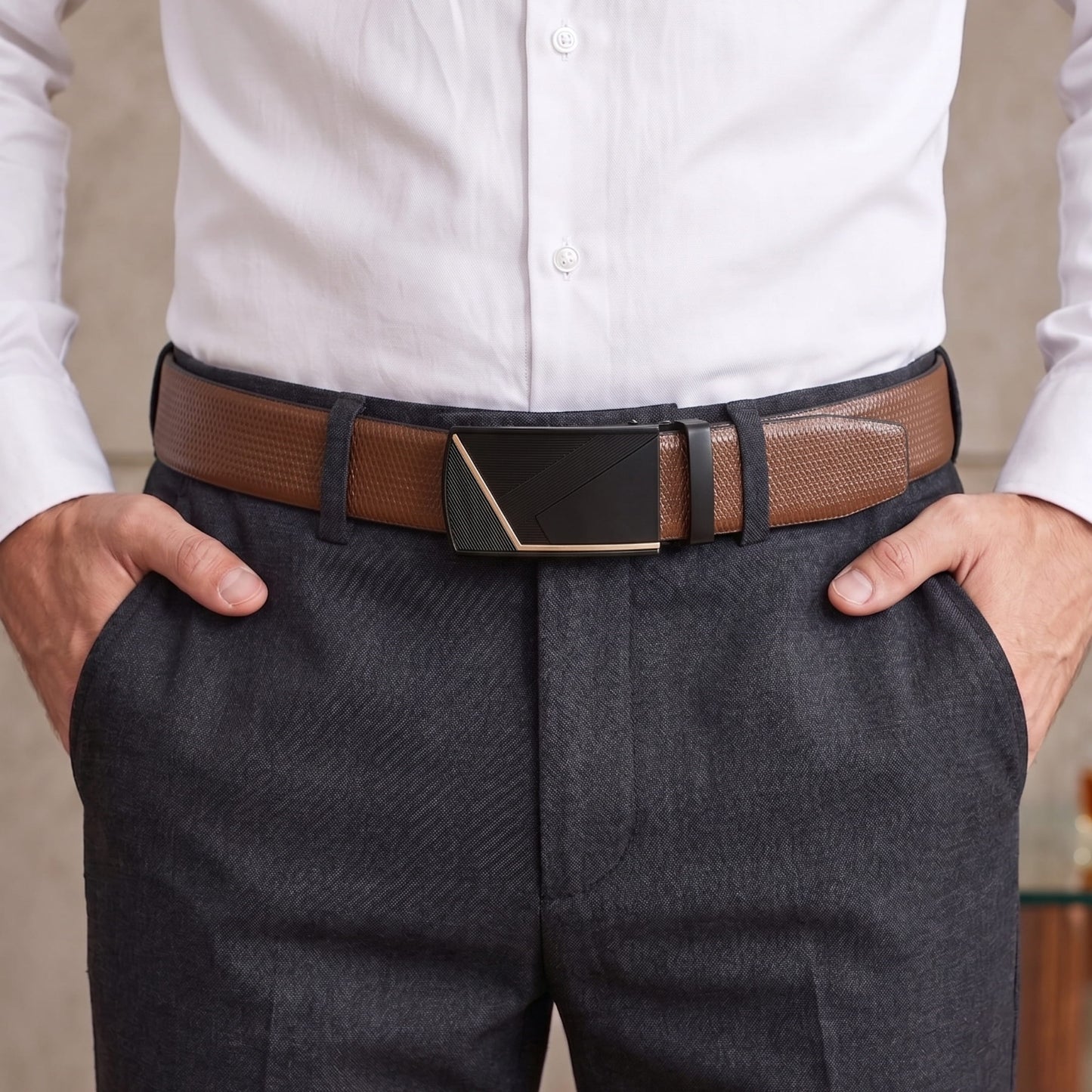 THE MEN THING Leather Belts Mens Genuine Leather Belt | 2 in 1 Reversible (Brown & Black) (1 Pc.) - SIGNORA - NOCTIS