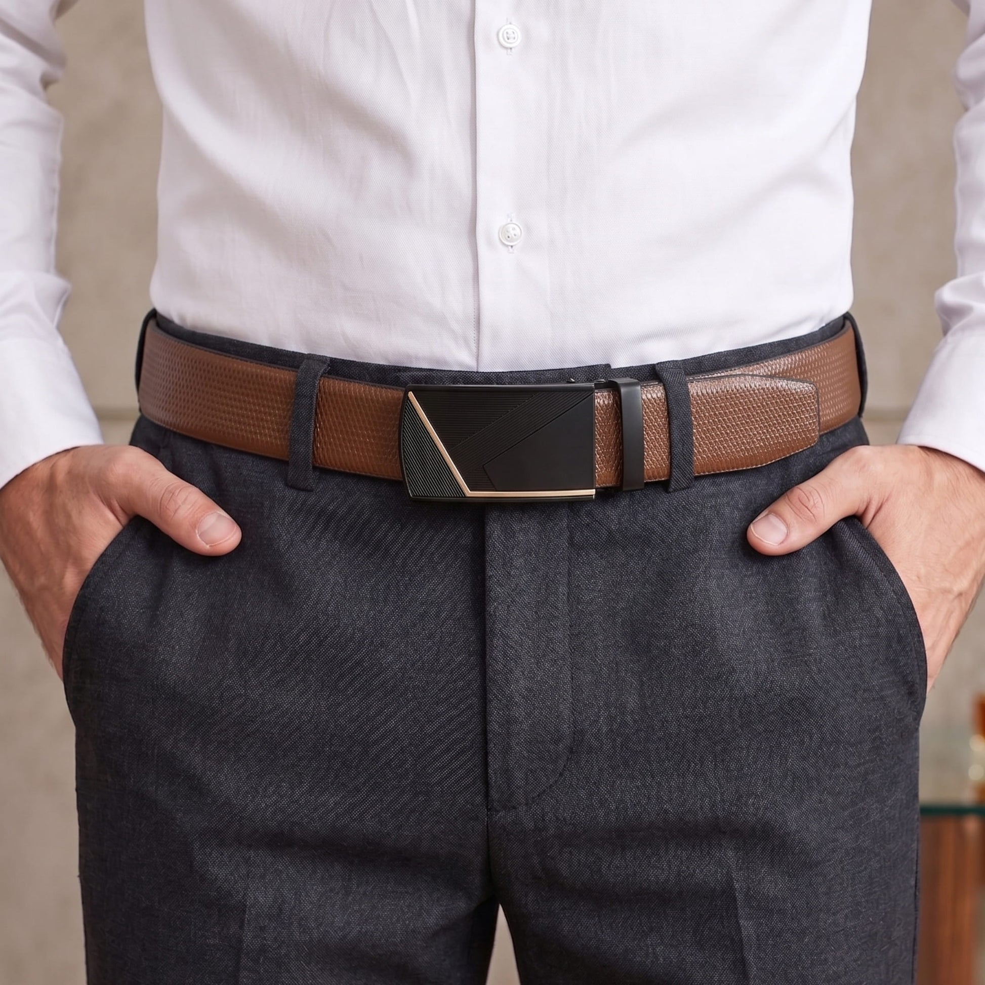 THE MEN THING Leather Belts Mens Genuine Leather Belt | 2 in 1 Reversible (Brown & Black) (1 Pc.) - SIGNORA - NOCTIS