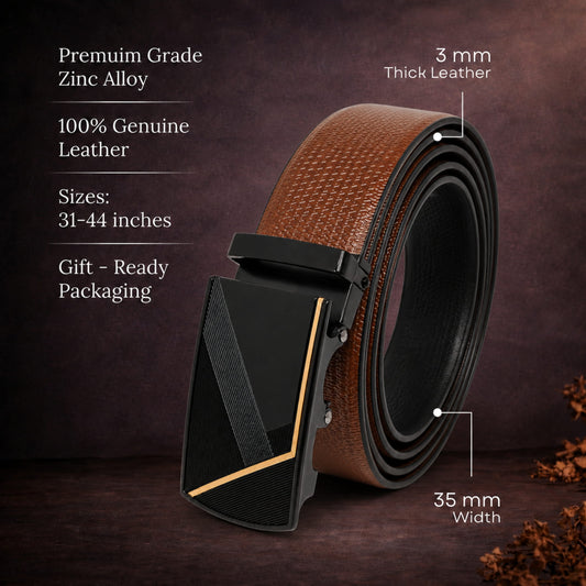 THE MEN THING Leather Belts Mens Genuine Leather Belt | 2 in 1 Reversible (Brown & Black) (1 Pc.) - SIGNORA - NOCTIS