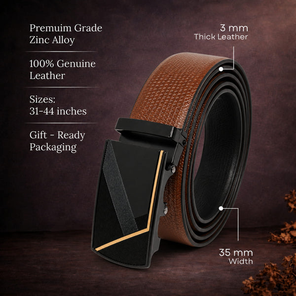 Mens Genuine Leather Belt | 2 in 1 Reversible (Brown & Black) (1 Pc.) - SIGNORA - NOCTIS
