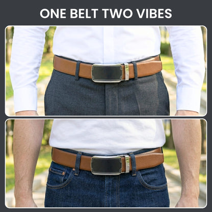 THE MEN THING Leather Belts Mens Genuine Leather Belt | 2 in 1 Reversible (Brown & Black) (1 Pc.) - SIGNORA - ORLUX