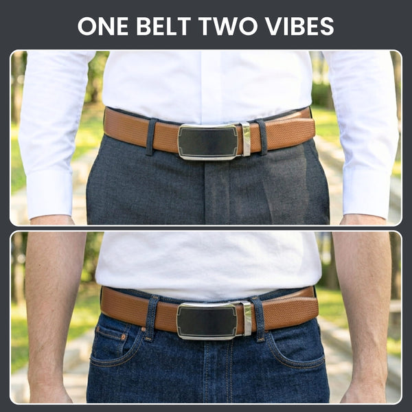 Mens Genuine Leather Belt | 2 in 1 Reversible (Brown & Black) (1 Pc.) - SIGNORA - ORLUX