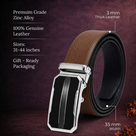 THE MEN THING Leather Belts Mens Genuine Leather Belt | 2 in 1 Reversible (Brown & Black) (1 Pc.) - SIGNORA-OVRIS
