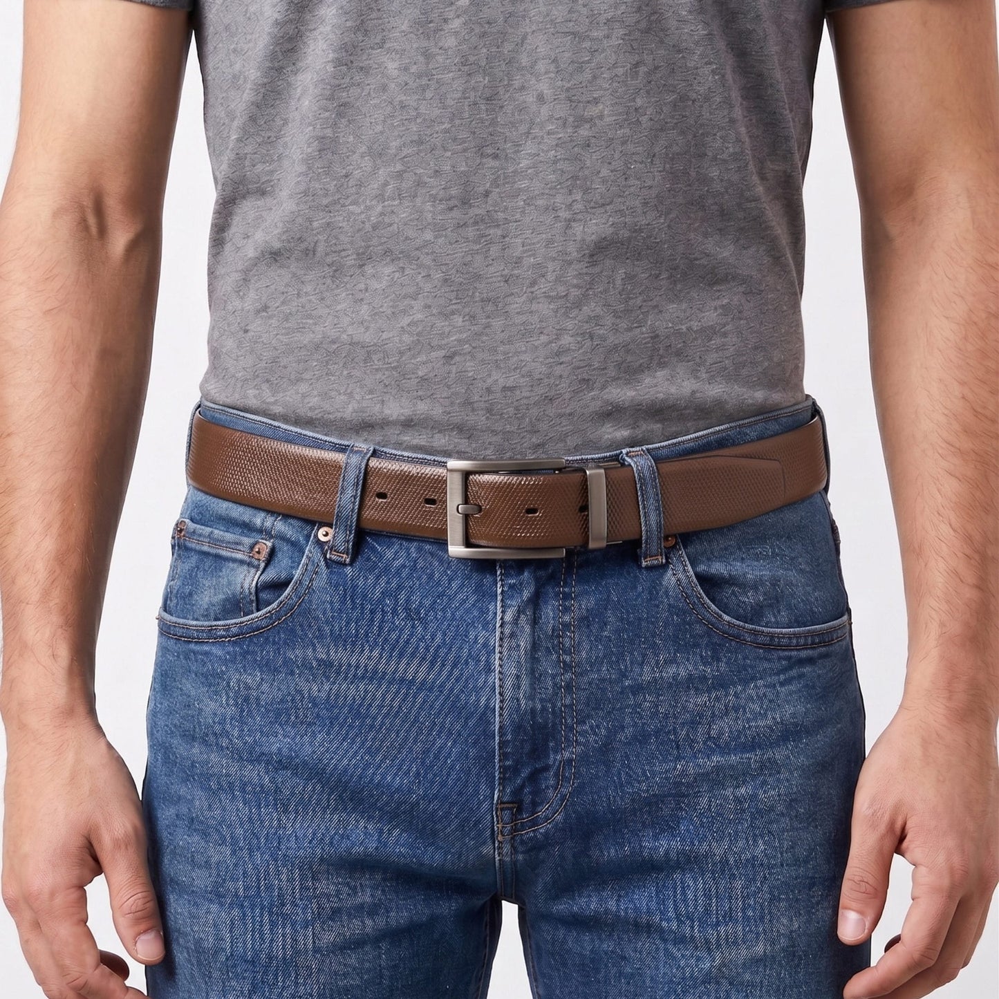 THE MEN THING Leather Belts Mens Genuine Leather Belt | 2 in 1 Reversible (Brown & Black) (1 Pc.) - SIGNORA -PIVOT