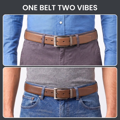 THE MEN THING Leather Belts Mens Genuine Leather Belt | 2 in 1 Reversible (Brown & Black) (1 Pc.) - SIGNORA -PIVOT