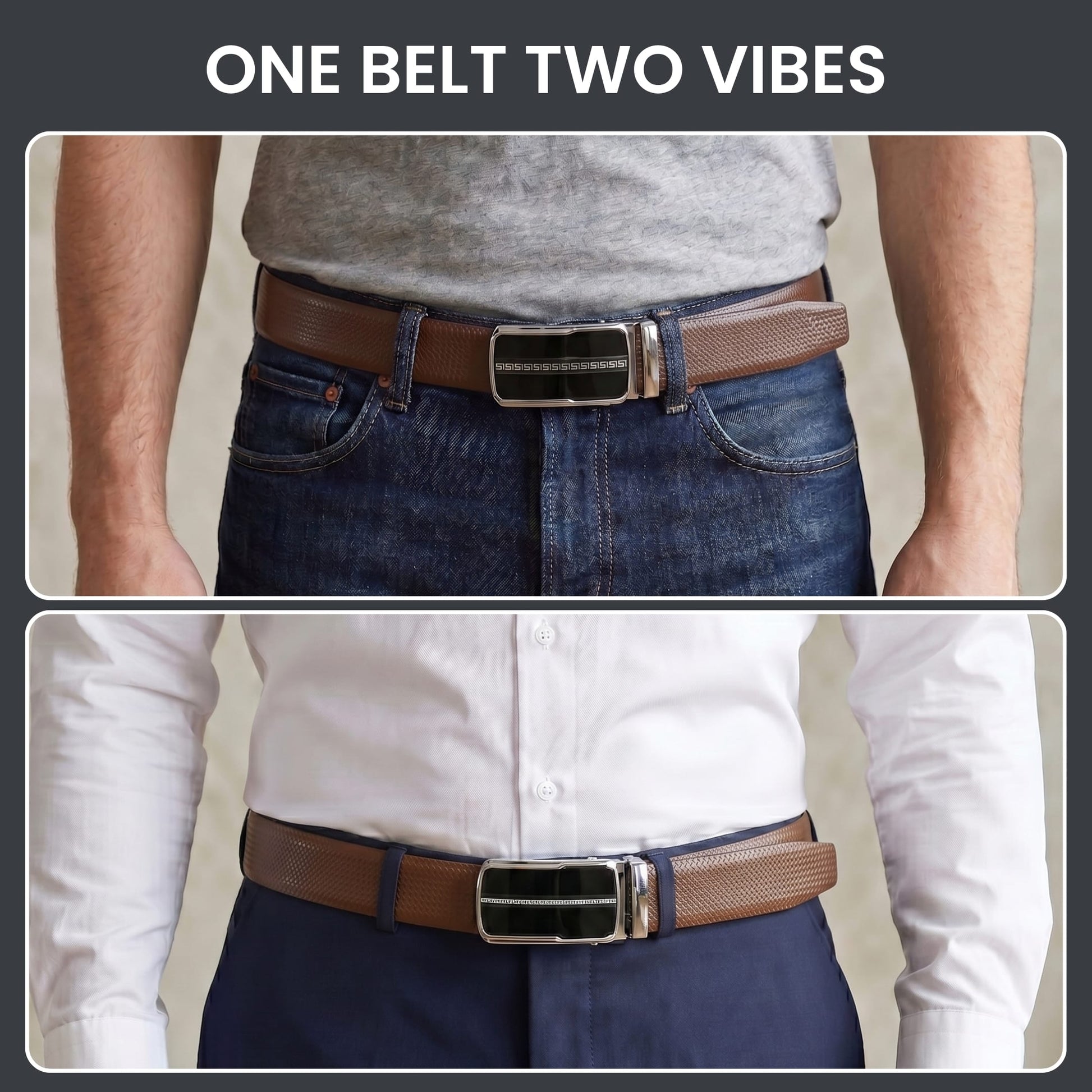 THE MEN THING Leather Belts Mens Genuine Leather Belt | 2 in 1 Reversible (Brown & Black) (1 Pc.) - SIGNORA-ROYVIC