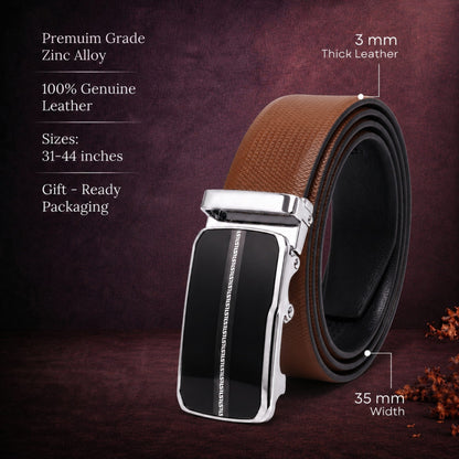 THE MEN THING Leather Belts Mens Genuine Leather Belt | 2 in 1 Reversible (Brown & Black) (1 Pc.) - SIGNORA-ROYVIC
