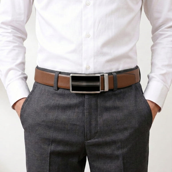 Mens Genuine Leather Belt | 2 in 1 Reversible (Brown & Black) (1 Pc.) - SIGNORA - TREVION
