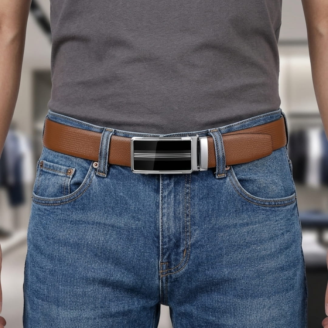 THE MEN THING Leather Belts Mens Genuine Leather Belt | 2 in 1 Reversible (Brown & Black) (1 Pc.) - SIGNORA - TREVION