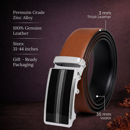 THE MEN THING Leather Belts Mens Genuine Leather Belt | 2 in 1 Reversible (Brown & Black) (1 Pc.) - SIGNORA - TREVION