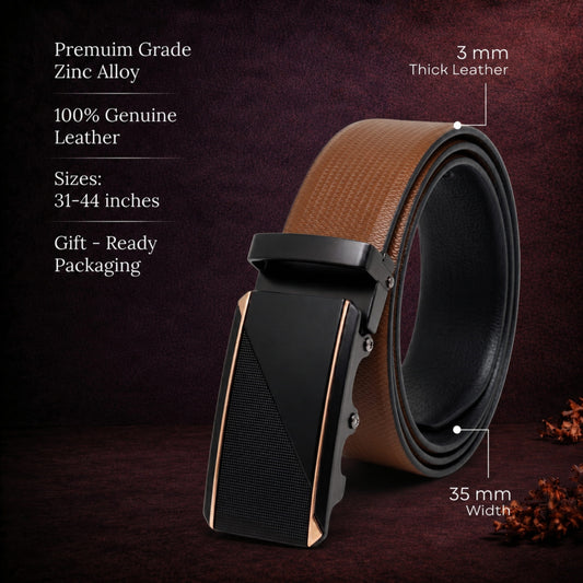 THE MEN THING Leather Belts Mens Genuine Leather Belt | 2 in 1 Reversible (Brown & Black) (1 Pc.) - SIGNORA -TRION