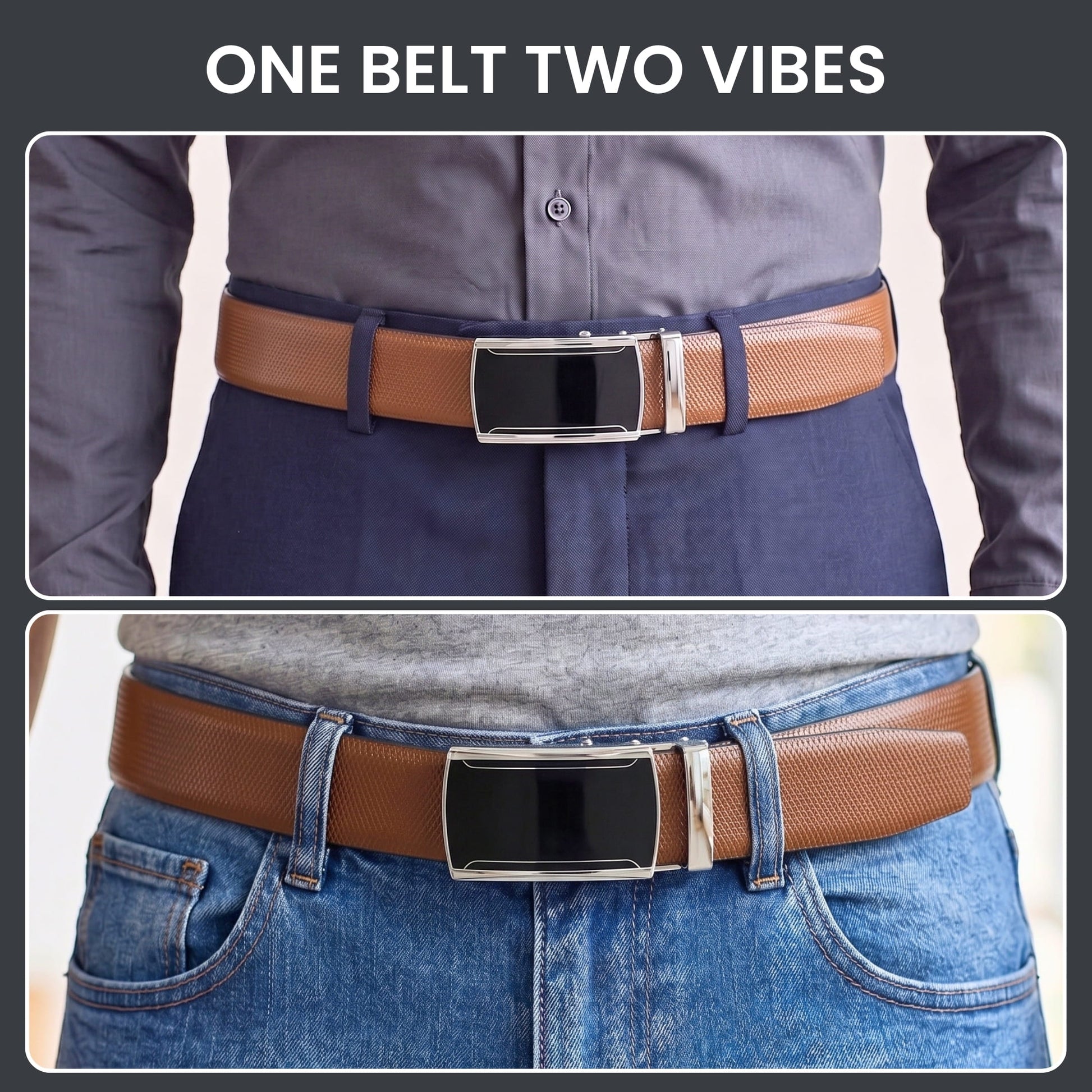 THE MEN THING Leather Belts Mens Genuine Leather Belt | 2 in 1 Reversible (Brown & Black) (1 Pc.) - SIGNORA - VELMIR