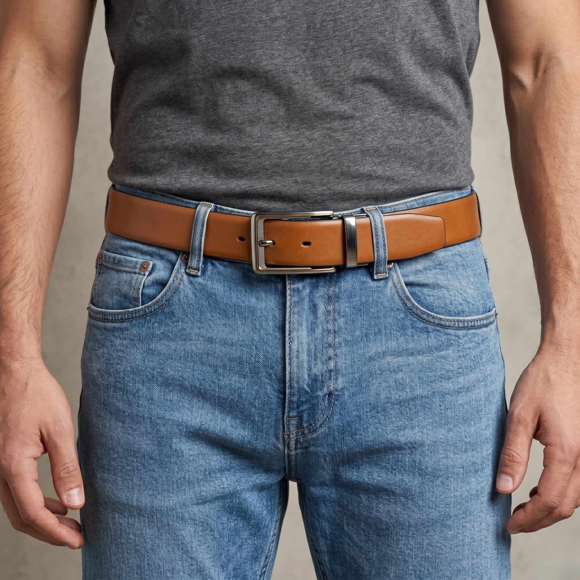 Mens 100% Genuine Leather Belt - VELARO Smooth Matte, AXIOM Polished Pin Buckle (Brown & Black Reversible) — Leather Belts for Men | THE MEN THING