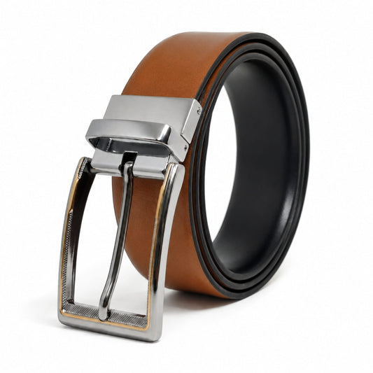 THE MEN THING Leather Belts Mens Genuine Leather Belt | 2 in 1 Reversible (Brown & Black) (1 Pc.) - Velaro