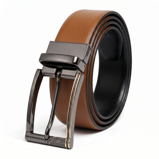THE MEN THING Leather Belts Mens Genuine Leather Belt | 2 in 1 Reversible (Brown & Black) (1 Pc.) - Velaro