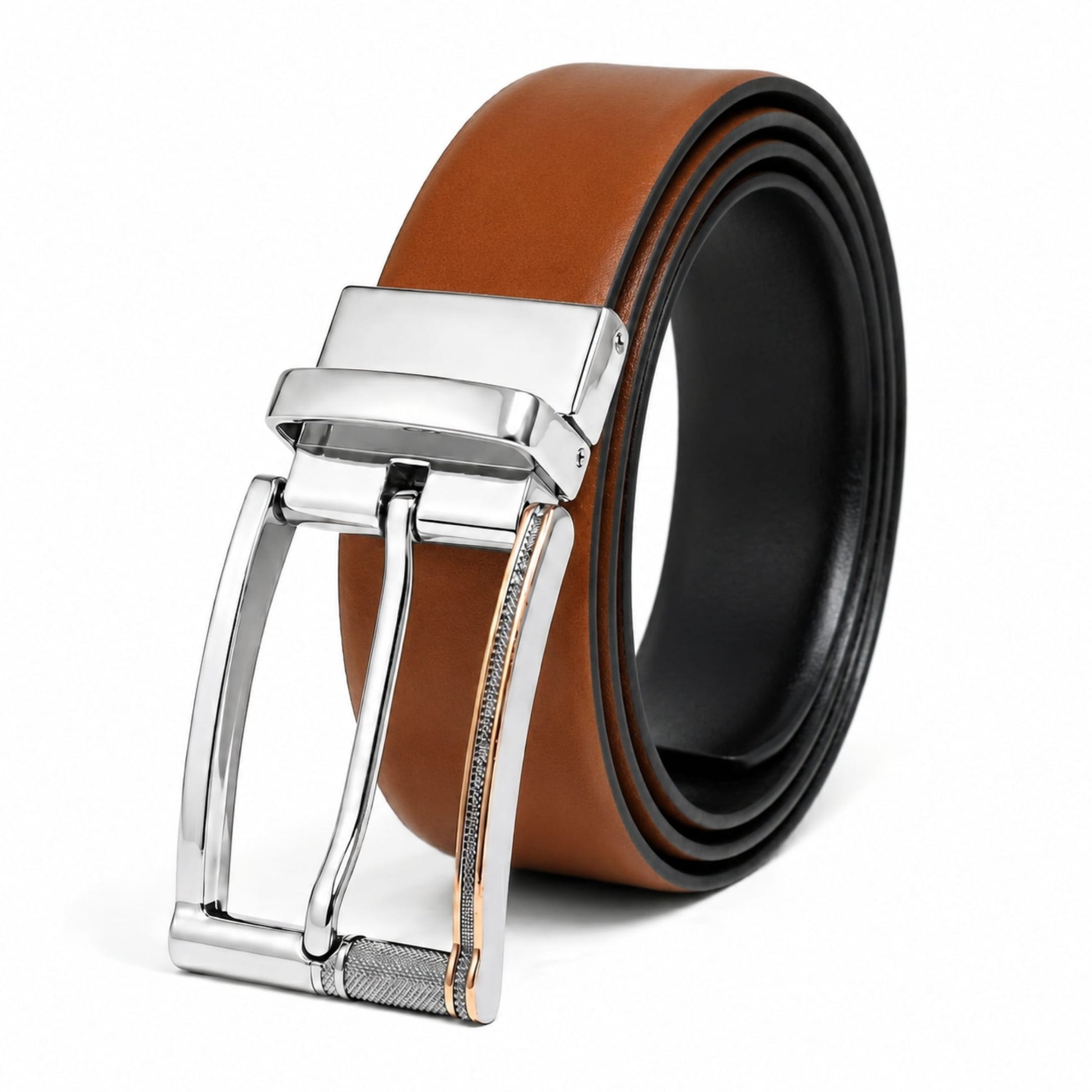 THE MEN THING Leather Belts Mens Genuine Leather Belt | 2 in 1 Reversible (Brown & Black) (1 Pc.) - Velaro
