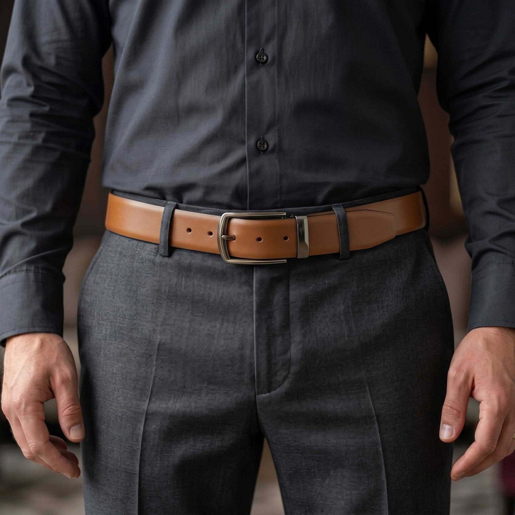 Mens 100% Genuine Leather Belt - VELARO Smooth Matte, MORVEX Matte Gunmetal Pin Buckle (Brown & Black Reversible) — Leather Belts for Men | THE MEN THING