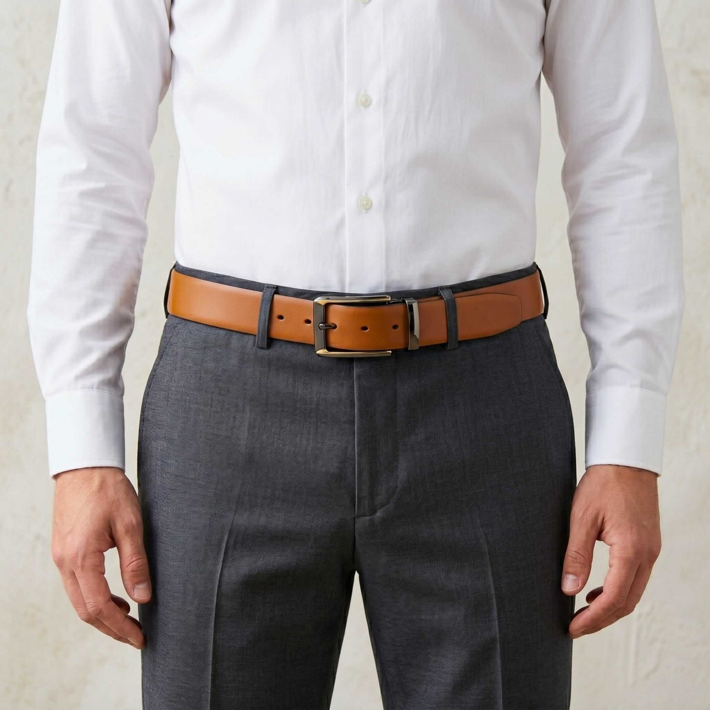 Mens 100% Genuine Leather Belt - VELARO Smooth Matte, TORVIK Gold-Border Gunmetal Pin Buckle (Brown & Black Reversible) — Leather Belts for Men | THE MEN THING