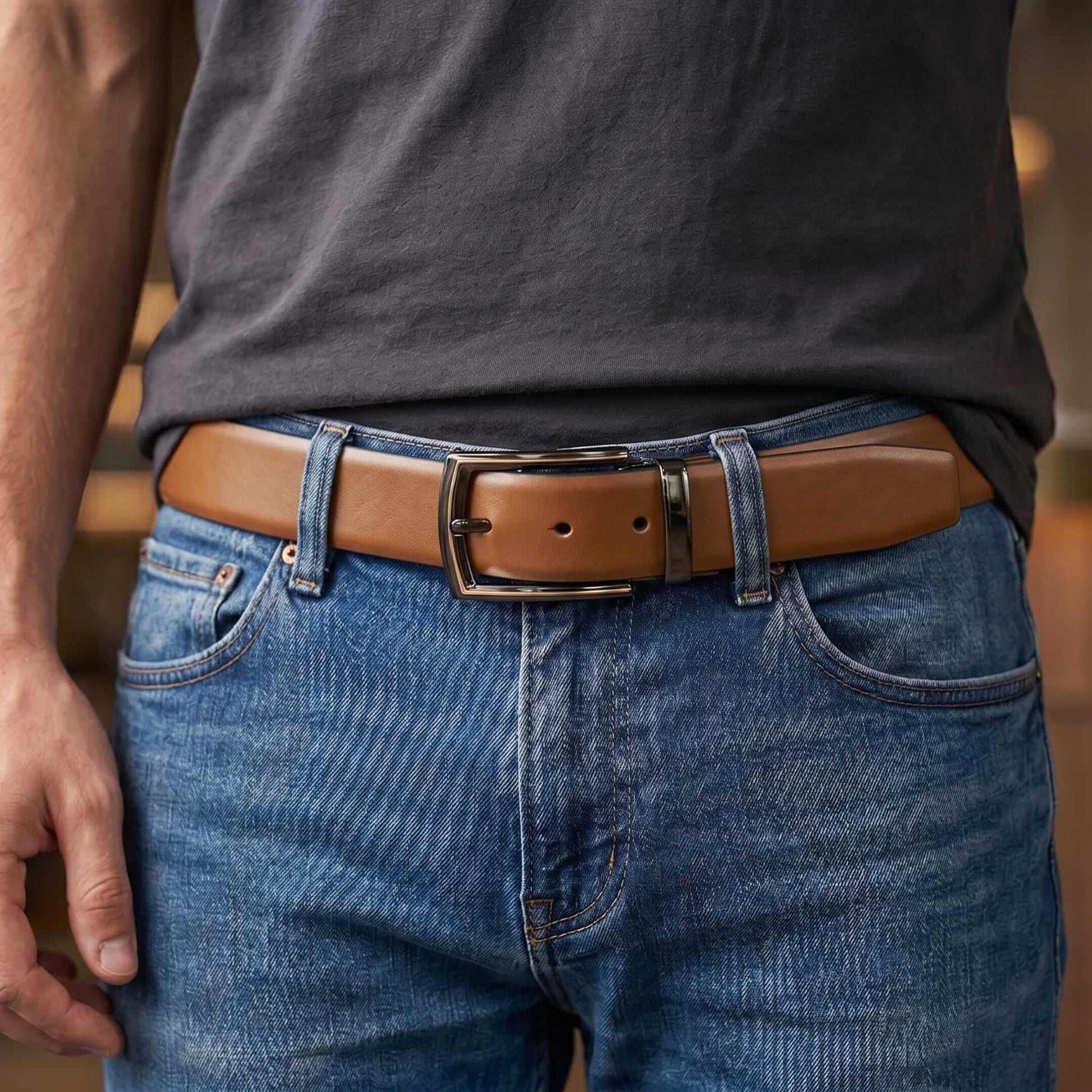 Mens 100% Genuine Leather Belt - VELARO Smooth Matte, LATCHIX Slim Gunmetal Pin Buckle (Brown & Black Reversible) — Leather Belts for Men | THE MEN THING
