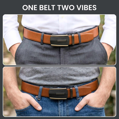 Mens 100% Genuine Leather Belt - VELARO Smooth Matte, REGALIX Textured Auto-Lock Buckle (Brown & Black Reversible) — Leather Belts for Men | THE MEN THING