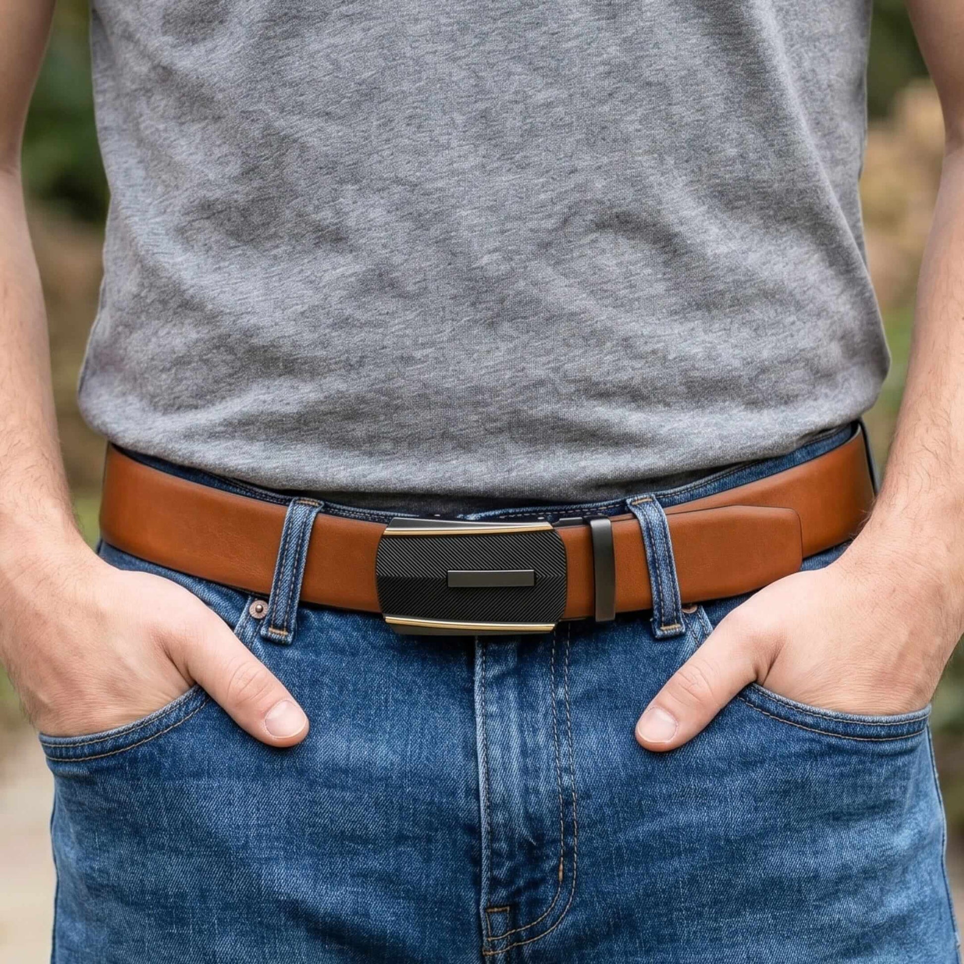 Mens 100% Genuine Leather Belt - VELARO Smooth Matte, REGALIX Textured Auto-Lock Buckle (Brown & Black Reversible) — Leather Belts for Men | THE MEN THING