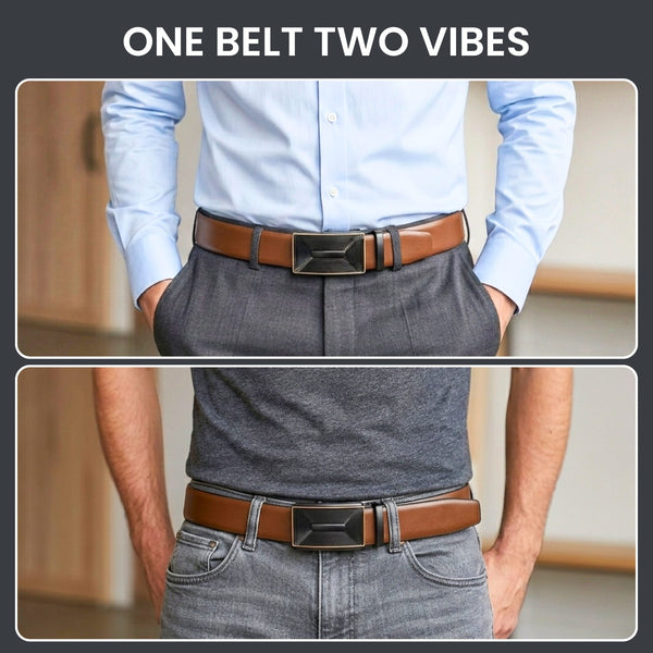 Mens Genuine Leather Belt | 2 in 1 Reversible (Brown & Black) (1 Pc.) - VELARO