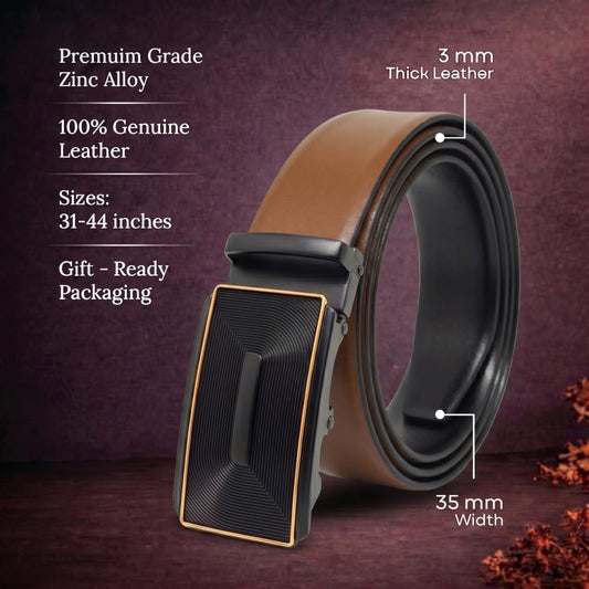 THE MEN THING Leather Belts Mens Genuine Leather Belt | 2 in 1 Reversible (Brown & Black) (1 Pc.) - VELARO
