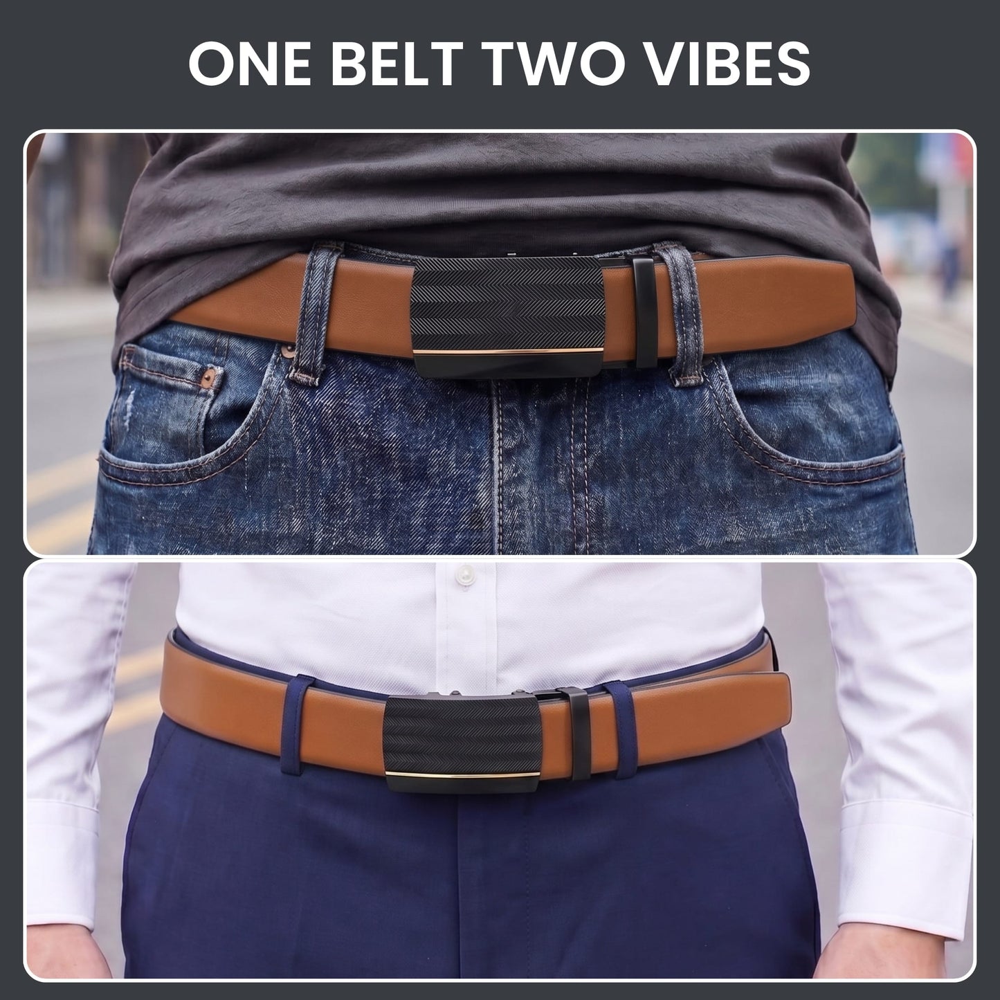 THE MEN THING Leather Belts Mens Genuine Leather Belt | 2 in 1 Reversible (Brown & Black) (1 Pc.) - VELARO