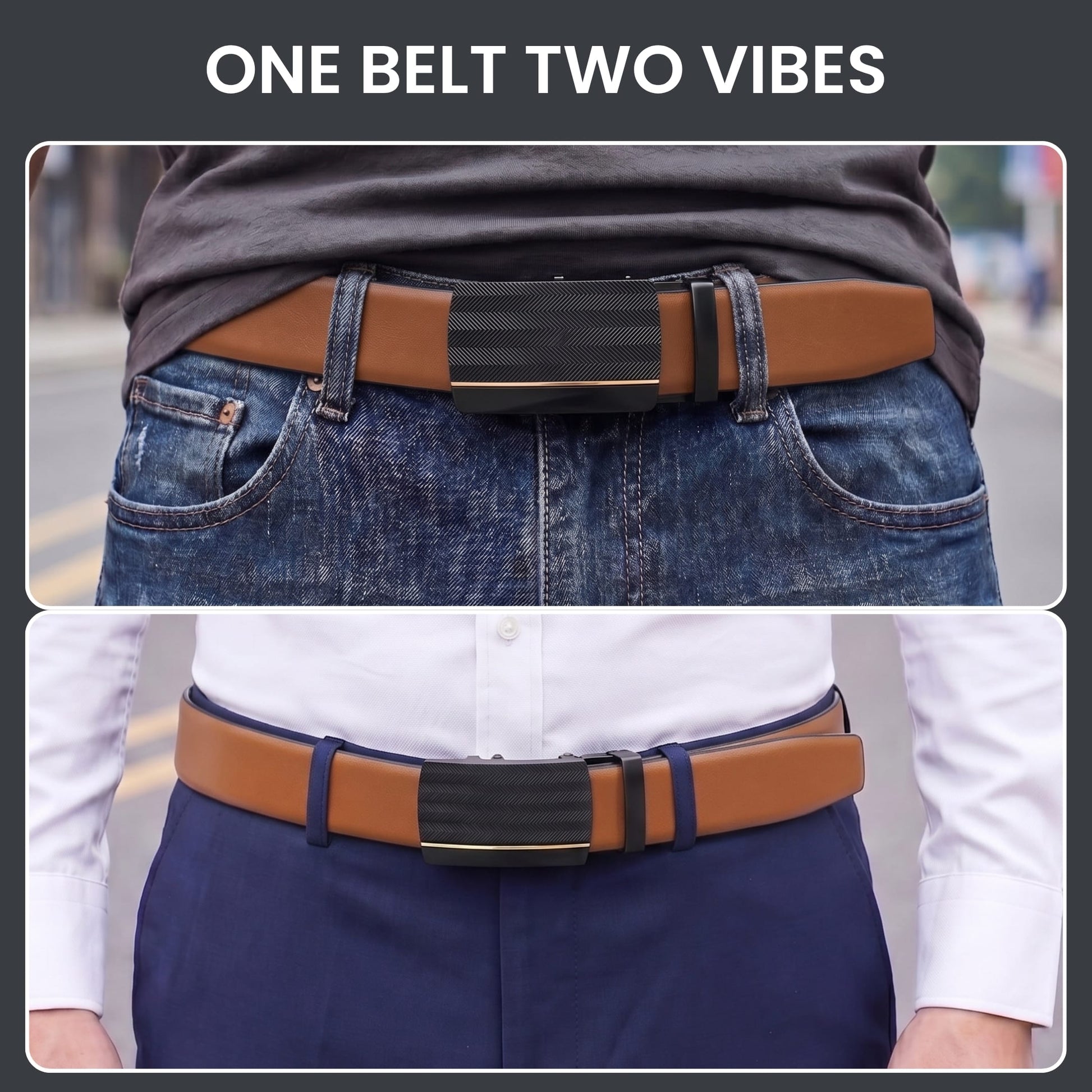 THE MEN THING Leather Belts Mens Genuine Leather Belt | 2 in 1 Reversible (Brown & Black) (1 Pc.) - VELARO