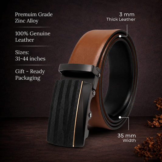 THE MEN THING Leather Belts Mens Genuine Leather Belt | 2 in 1 Reversible (Brown & Black) (1 Pc.) - VELARO