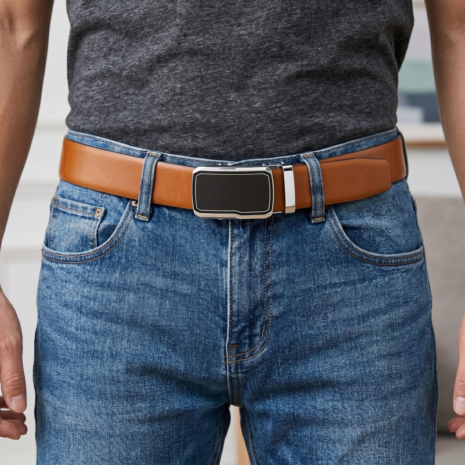 THE MEN THING Leather Belts Mens Genuine Leather Belt | 2 in 1 Reversible (Brown & Black) (1 Pc.) - VELARO