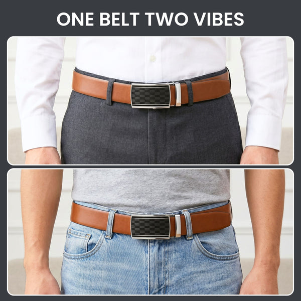 Mens Genuine Leather Belt | 2 in 1 Reversible (Brown & Black) (1 Pc.) - VELARO-ARKON