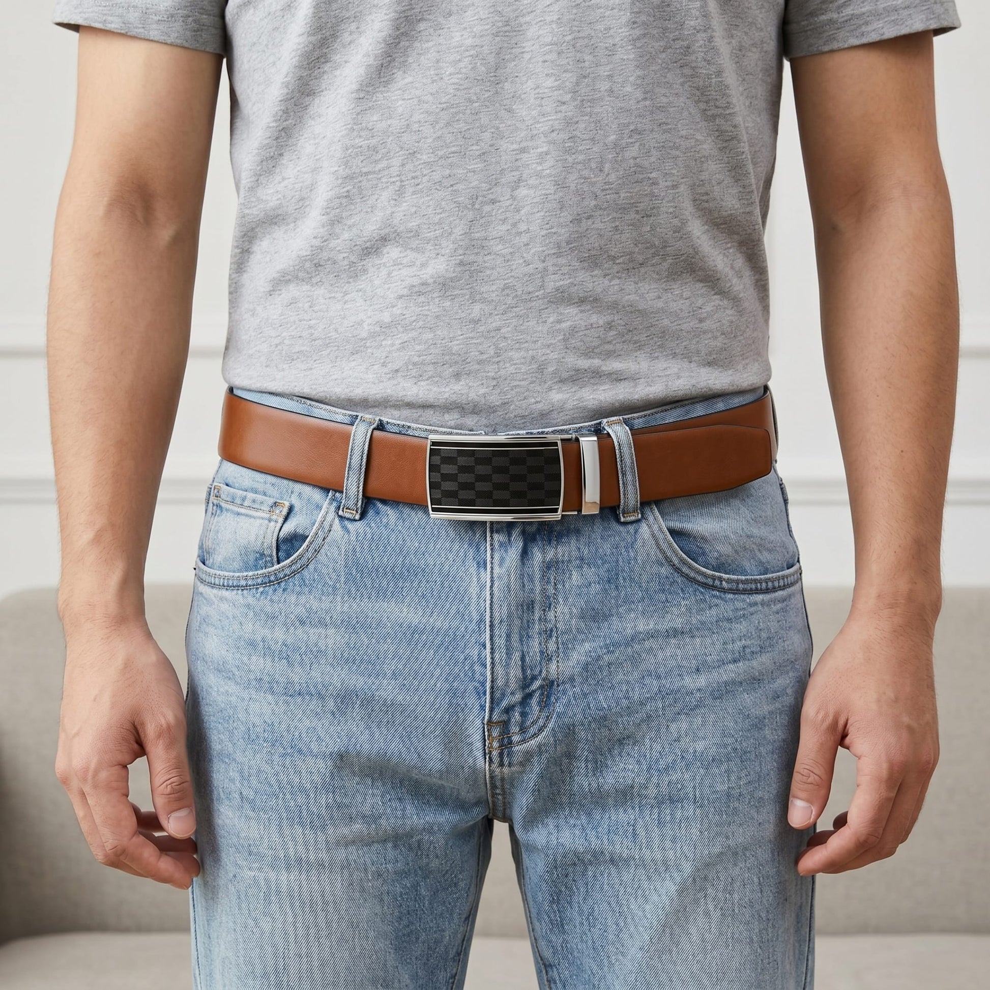 THE MEN THING Leather Belts Mens Genuine Leather Belt | 2 in 1 Reversible (Brown & Black) (1 Pc.) - VELARO-ARKON