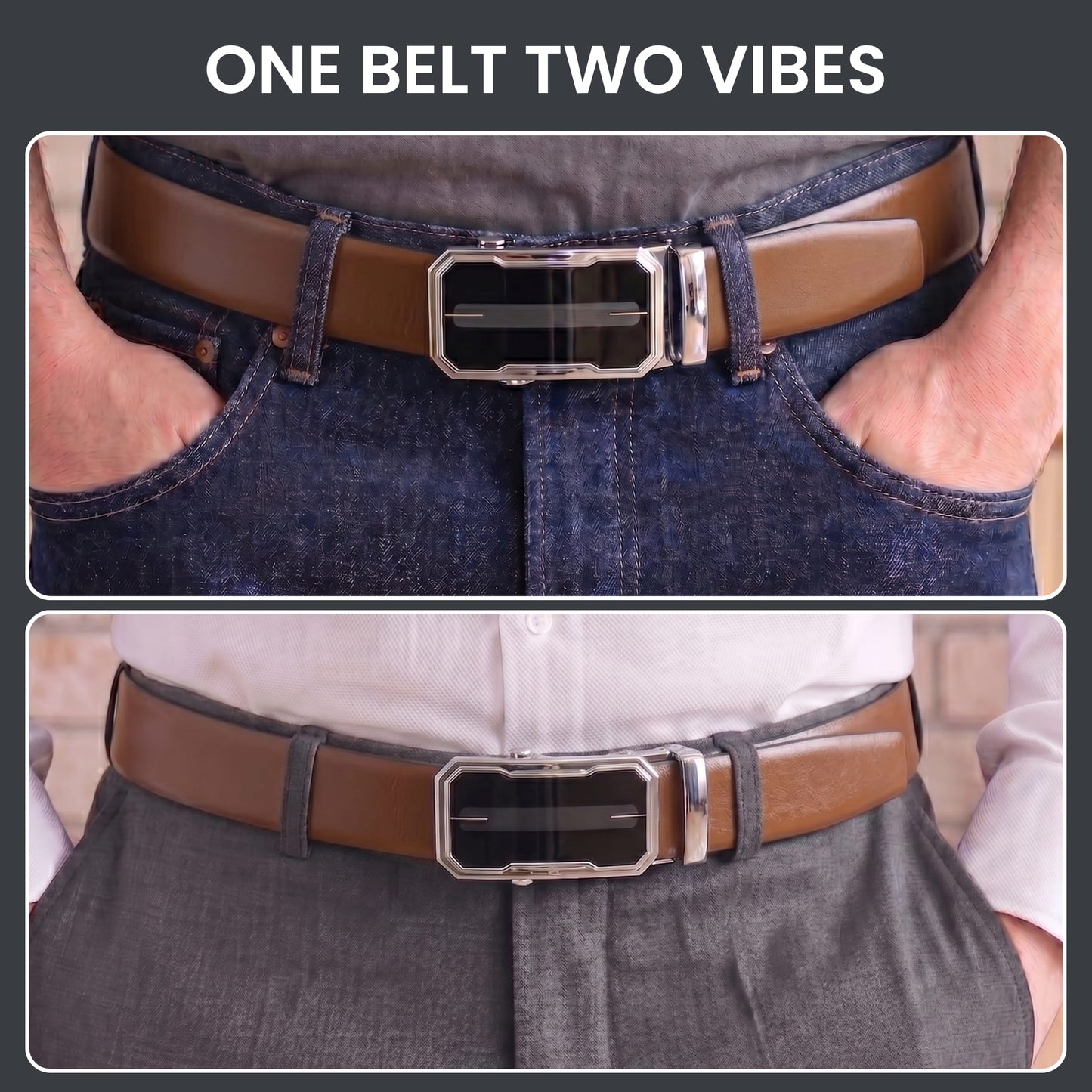 THE MEN THING Leather Belts Mens Genuine Leather Belt | 2 in 1 Reversible (Brown & Black) (1 Pc.) - VELARO -AVENZO