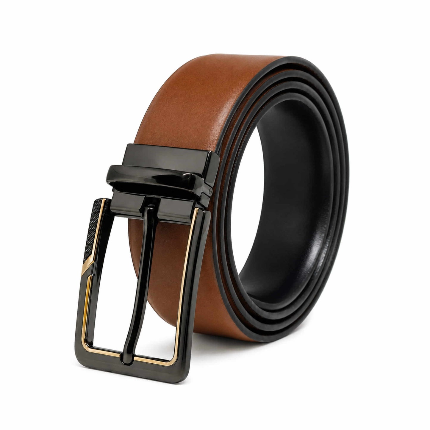 THE MEN THING Leather Belts Mens Genuine Leather Belt | 2 in 1 Reversible (Brown & Black) (1 Pc.) - VELARO -BRAVIX
